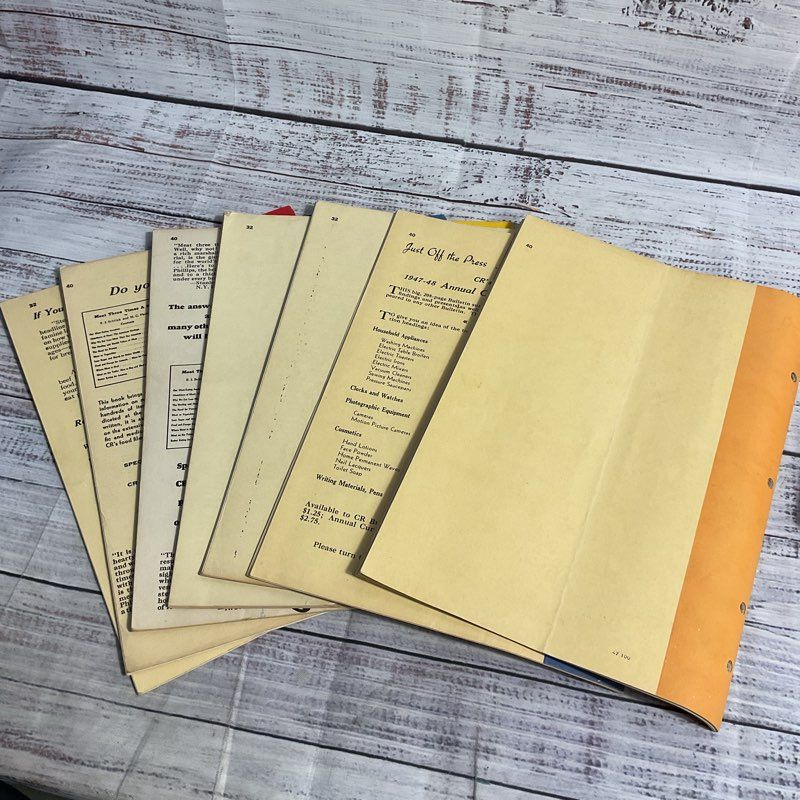 Vintage Lot Of 16 Consumers' Research Bulletin Magazines 1946-1948 (Incomplete)