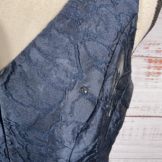 Rickie Freeman Teri Jon Navy Blue Jacquard Dress - Size 8