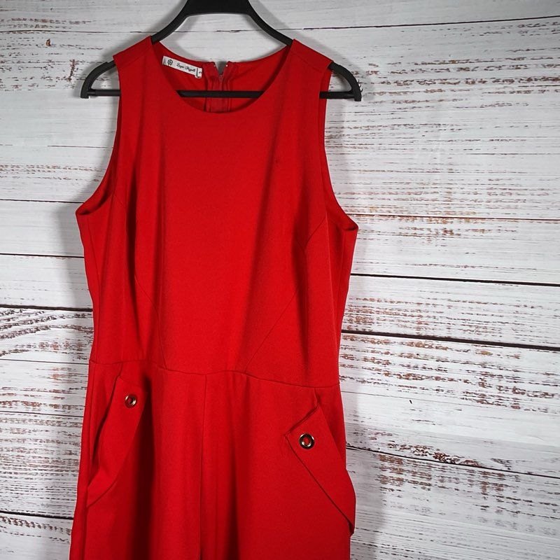 LUZIA FAGGOLLI Women's Red Sleeveless Wide Leg Crop Jumpsuit- SZ 44