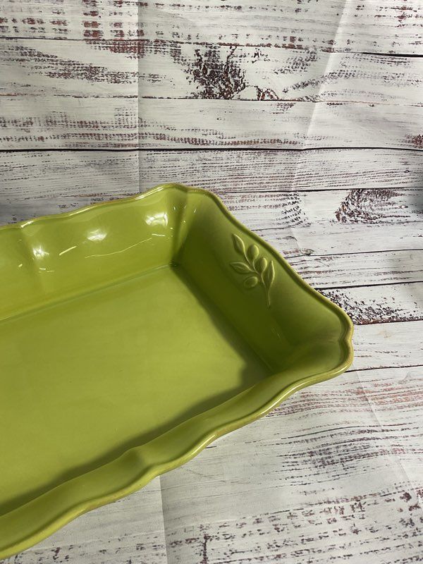 Arenito Stoneware Green Casserole Tray Made In Portugal 14.5" X 10.5"