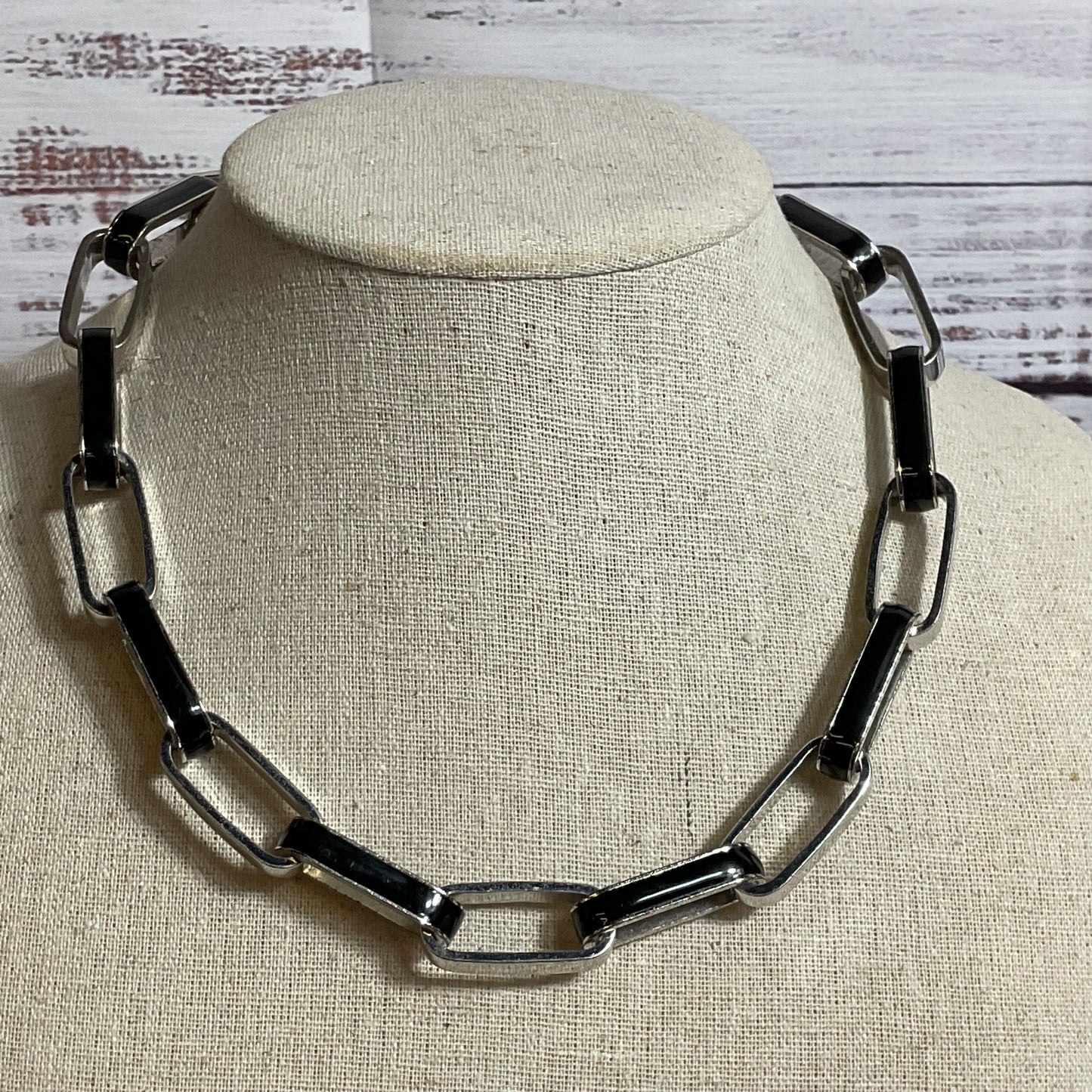 MARC JACOBS Gold Tone & Black Enamel Link Necklace- 19"