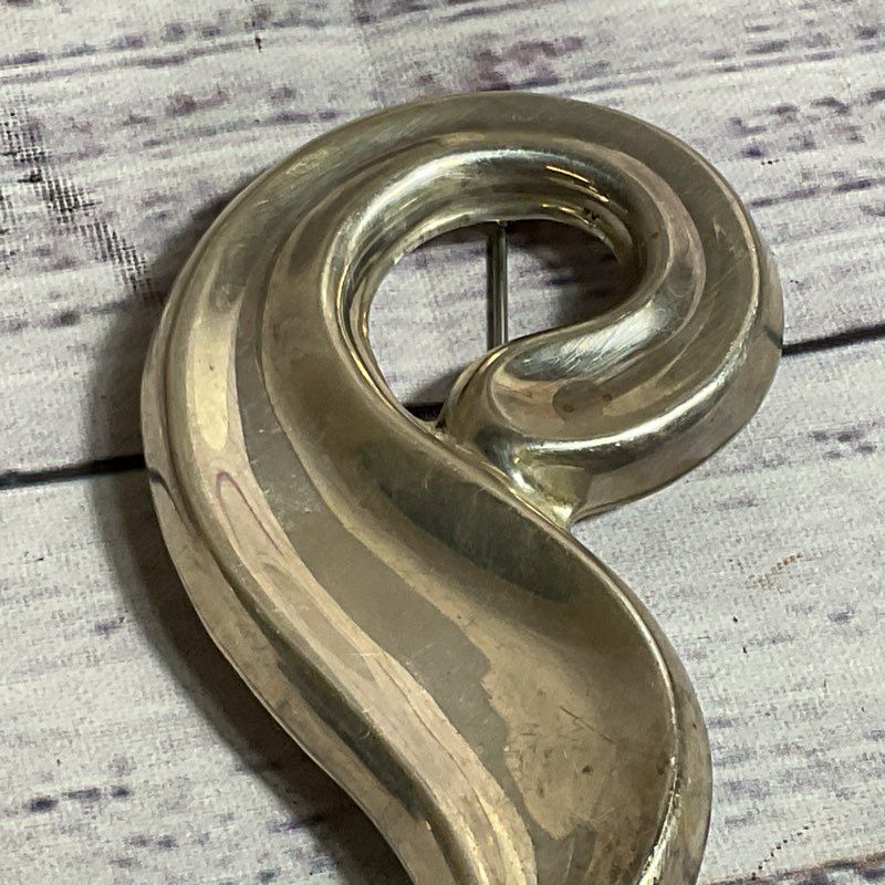 VTG. TAXCO MEXICO Sterling Silver 3" Swirl Pendant/Brooch- 25.36g
