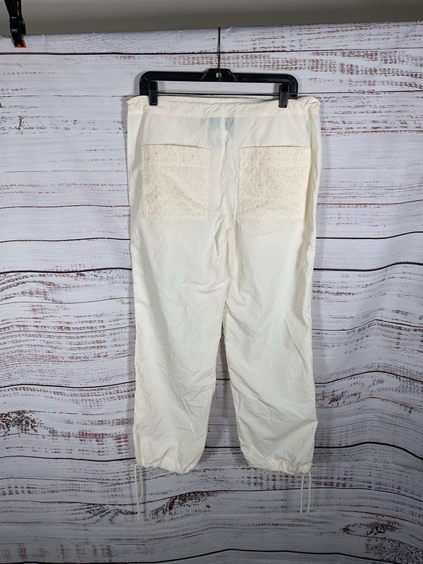 Men's Sundae School Cream Floral Print Jogger Pants 100% Nylon Size Small