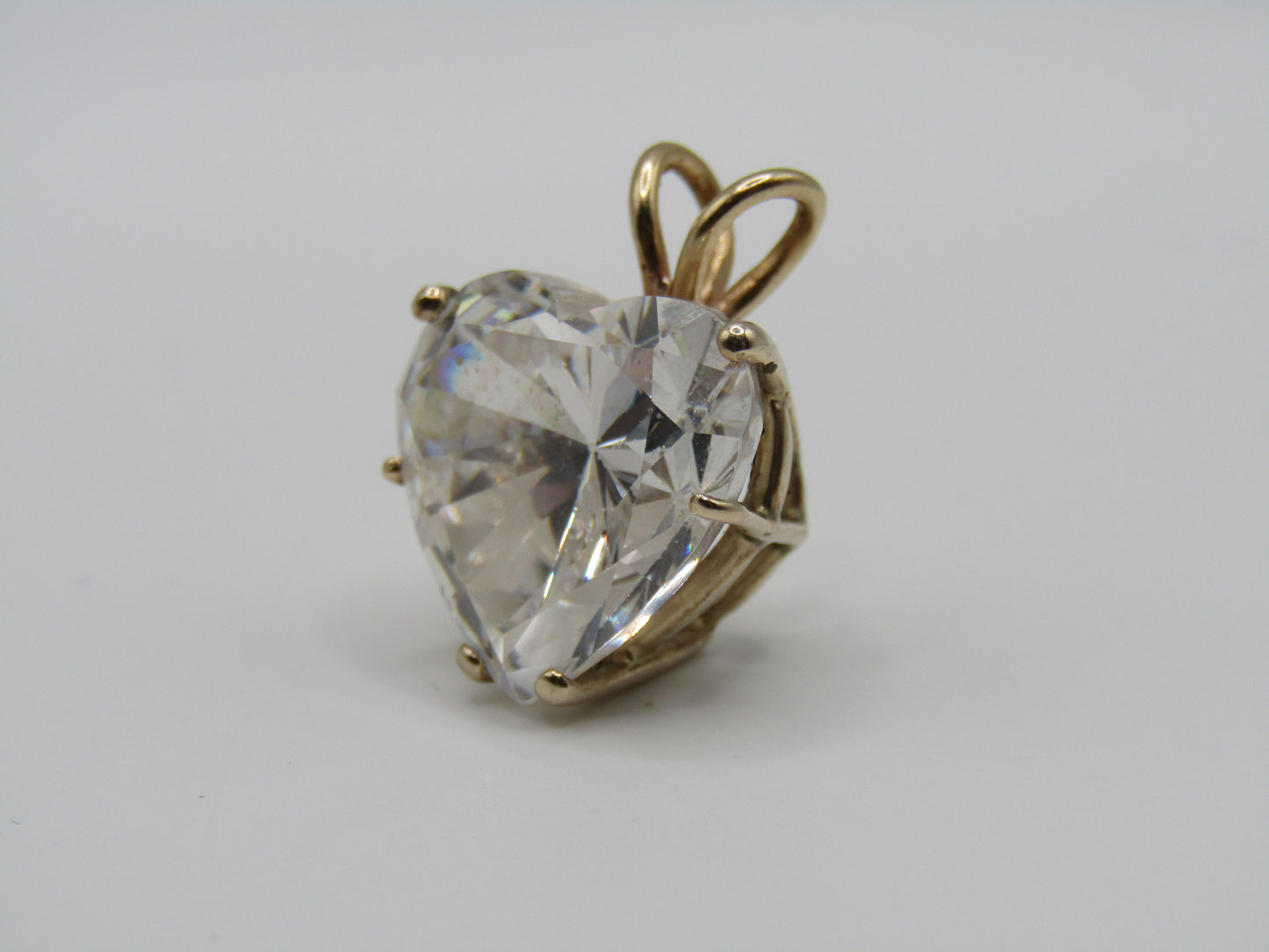 14k Yellow Gold 16mm CZ Heart Pendant