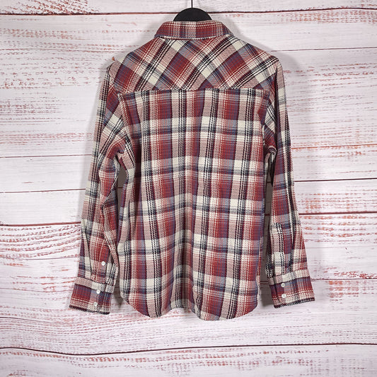 Outerknown Red White Blue Long Sleeve Snap Closure Blanket Flannel Shirt Size S