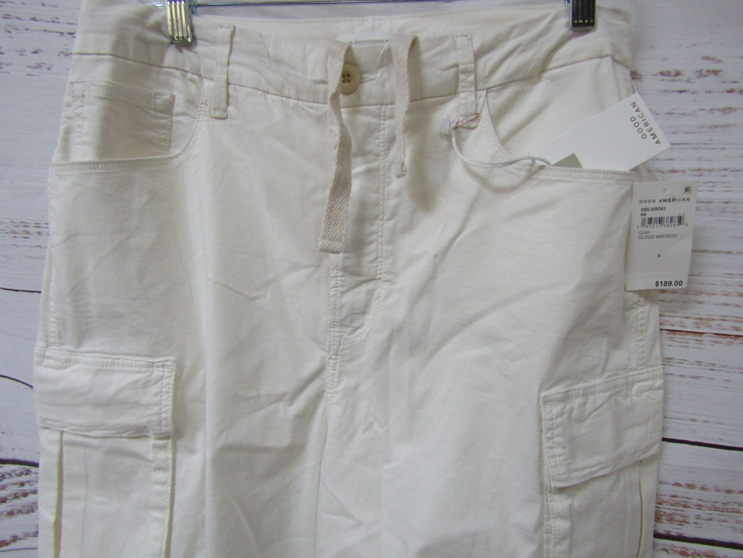 Good American Women's White Straight Leg Cargo Pants Size 8