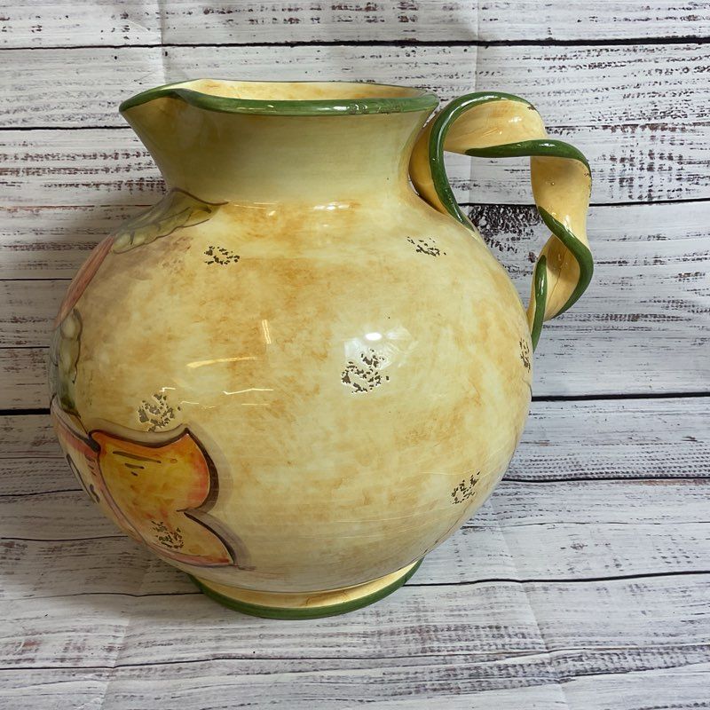 VTG. Italian Majolica Decorative Water Pitcher - 10.5"