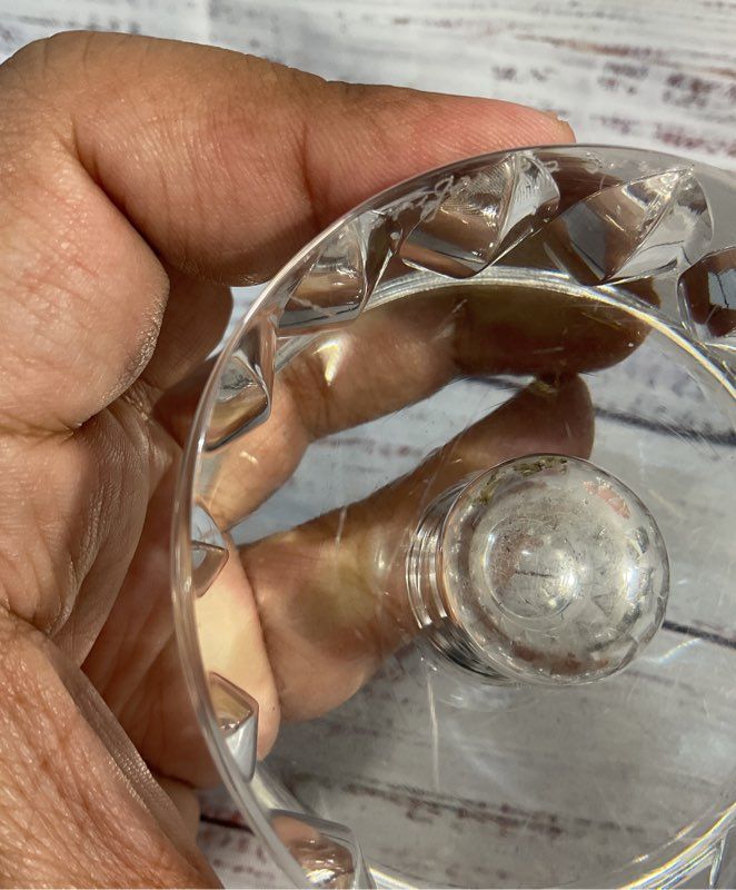 Oreffors Signed Crystal Candle Holder 3"x 2.5"