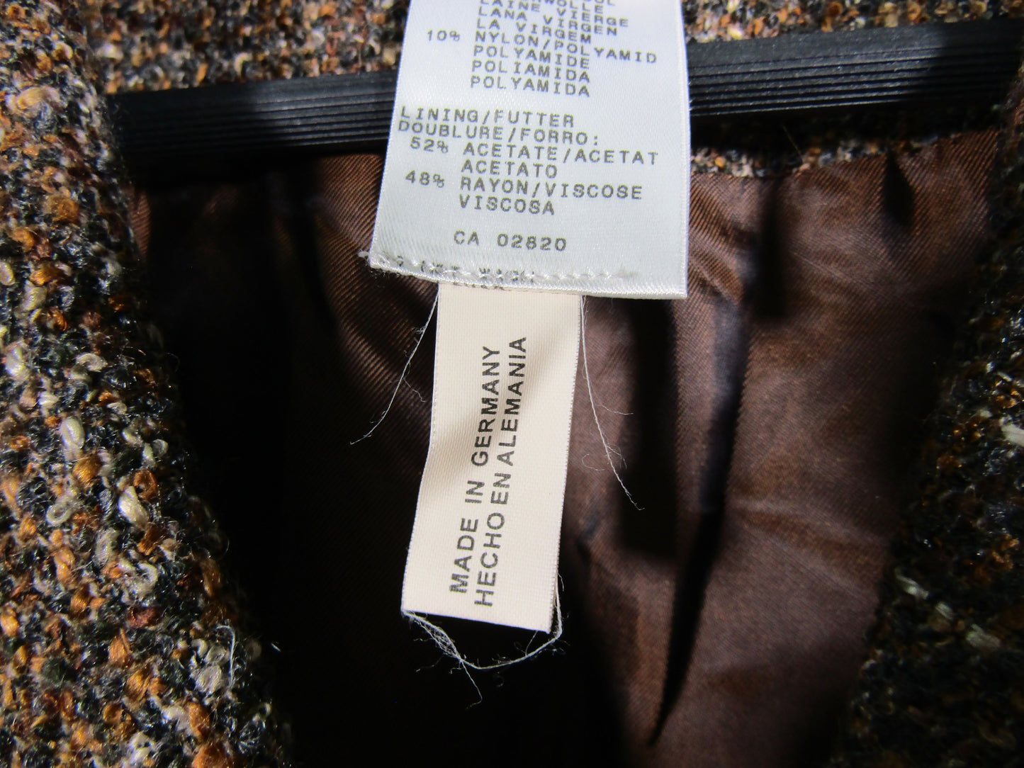 Vintage Mondi Women's Brown Tweed Wool Blend Blazer Jacket Size 38