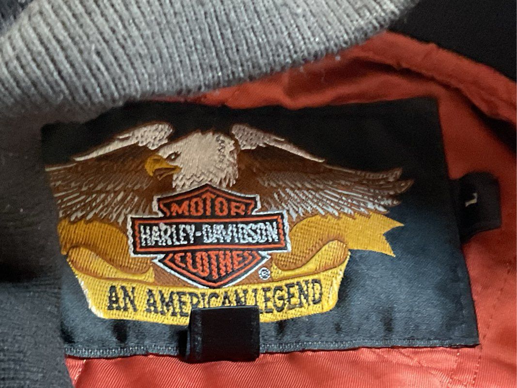 HARLEY DAVIDSON Harley Ownders Group Men's Black Satin Bomber Jacket- SZ L