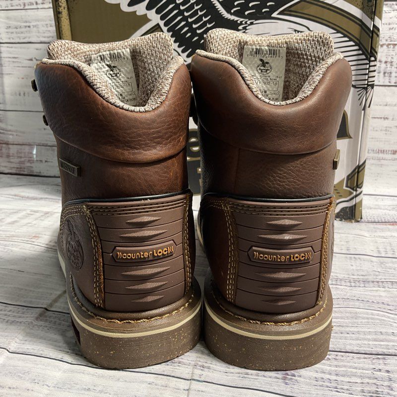 NOB Georgia Boot AMP LT Wedge Brown SPR Leather Work Boots Women's 8.5M