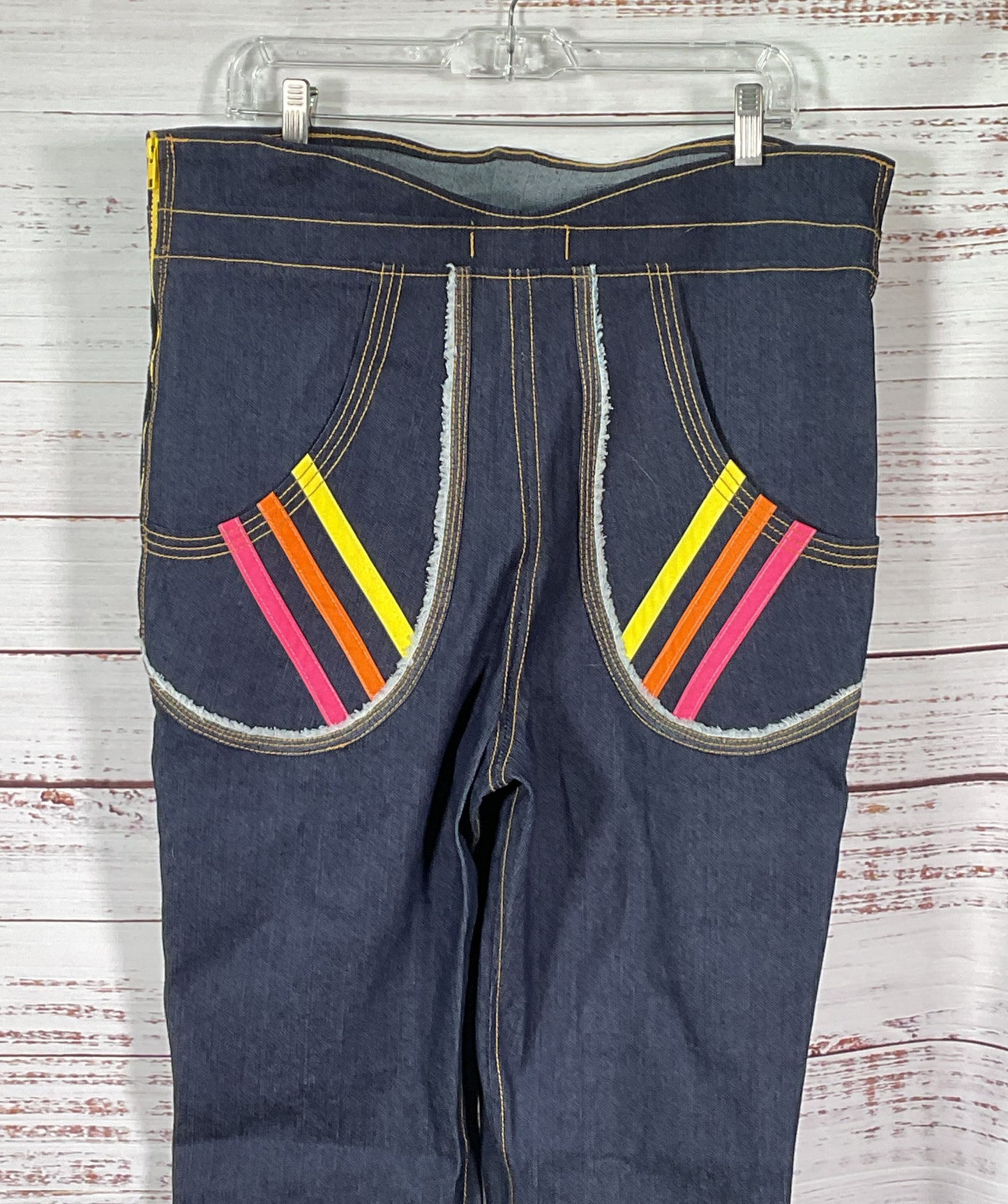 Seth Aaron Double Zipper Flare Jeans Blue Multicolor