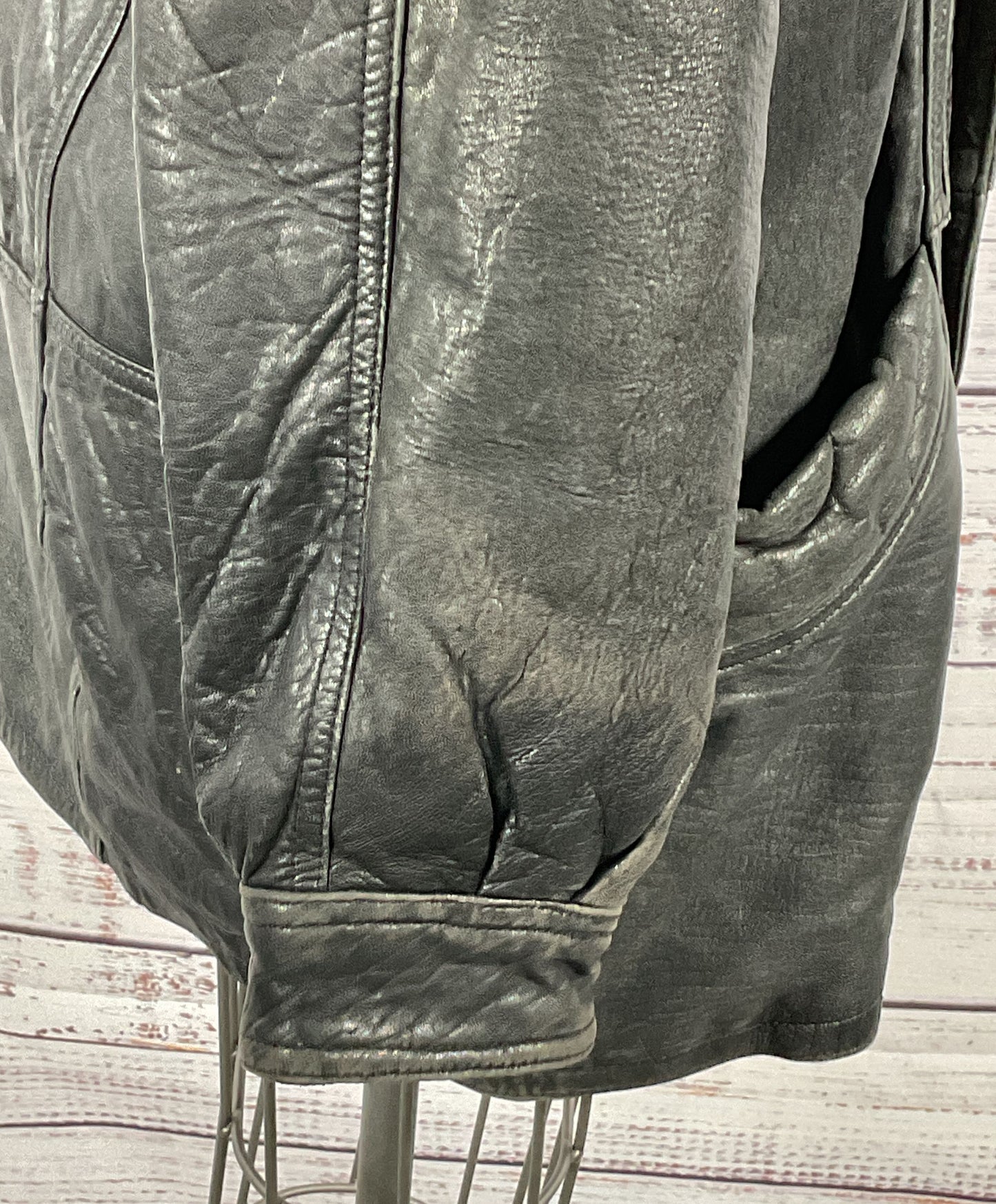 Euro Mond Of California Men's Vintage Genuine Leather Jacket Black