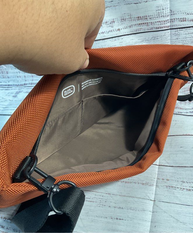 Alifedesign Women's Orange Nylon Convertible Crossbody Bag