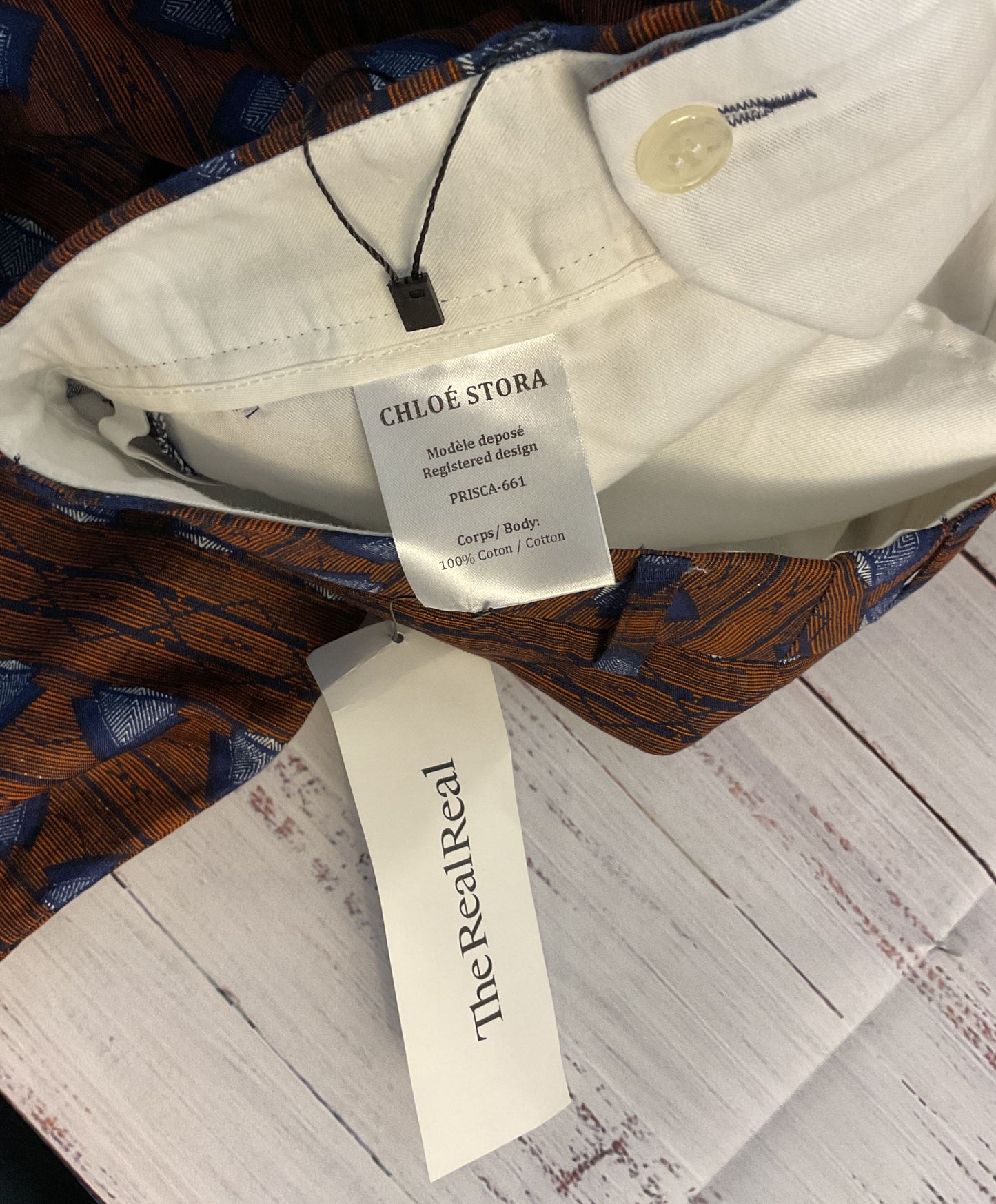 Women's Chloe Stora Rust and Blue Chino Pants Size 36 US Size 6