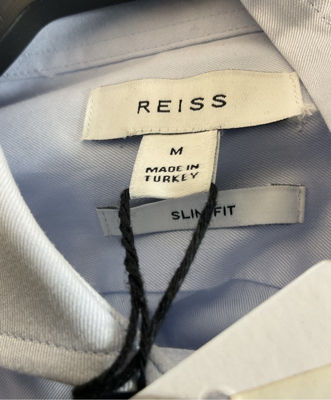 NWT REISS Men's Light Blue Slim Fit Long Sleeve Dress Shirt- SZ M