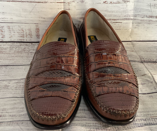 Stacy Adams Genuine Snake Skin Leather Loafers Mahogany 9.5