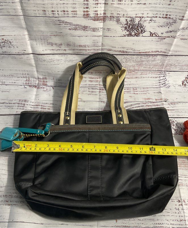 Coach Hampton Nylon Tote Handbag Black & Blue -130 Women's
