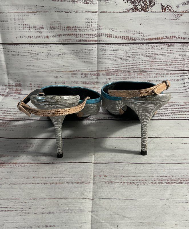 Pierre Hardy Women's Silver Scale Multicolor Slingback Heels Size 36.5 EU 6.5 US