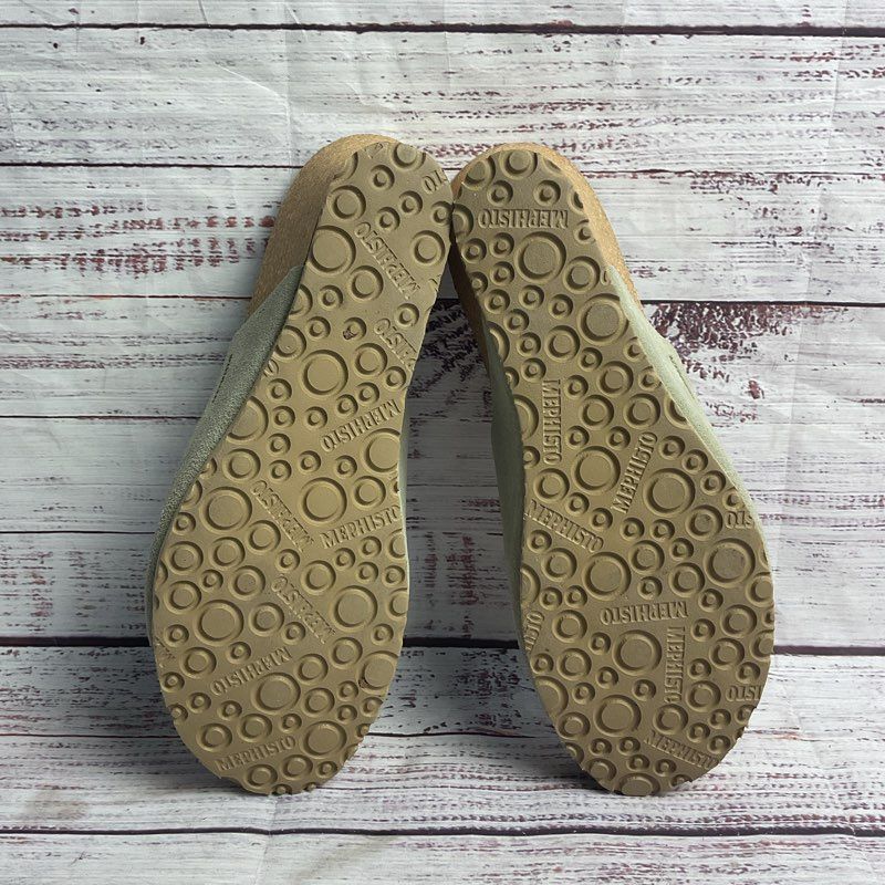 Mephisto Lisane Sage Green Suede Wedge Platform Sandal Women's Size 9