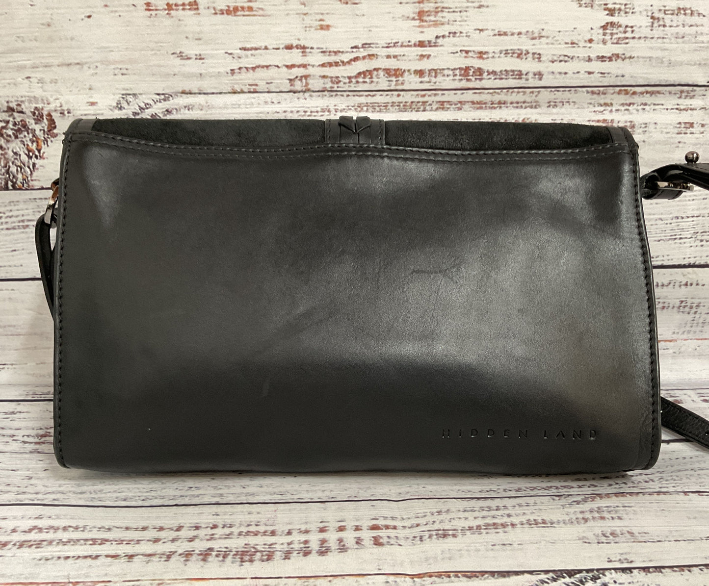 Hidden Land Women's Black Leather Crossbody Shoulder Bag