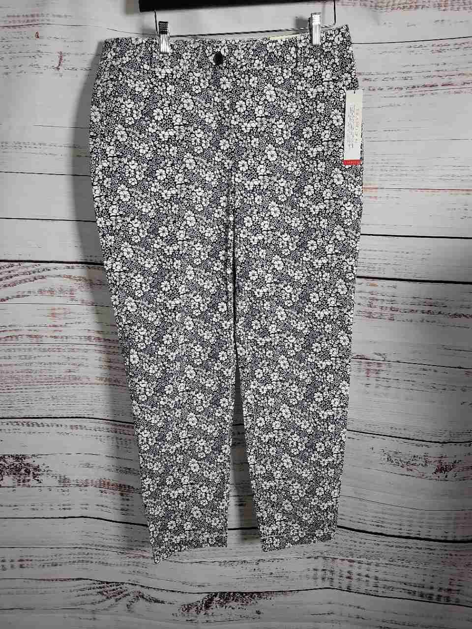NWT Women's Talbots Blue & White Floral Chino Pants Size 10