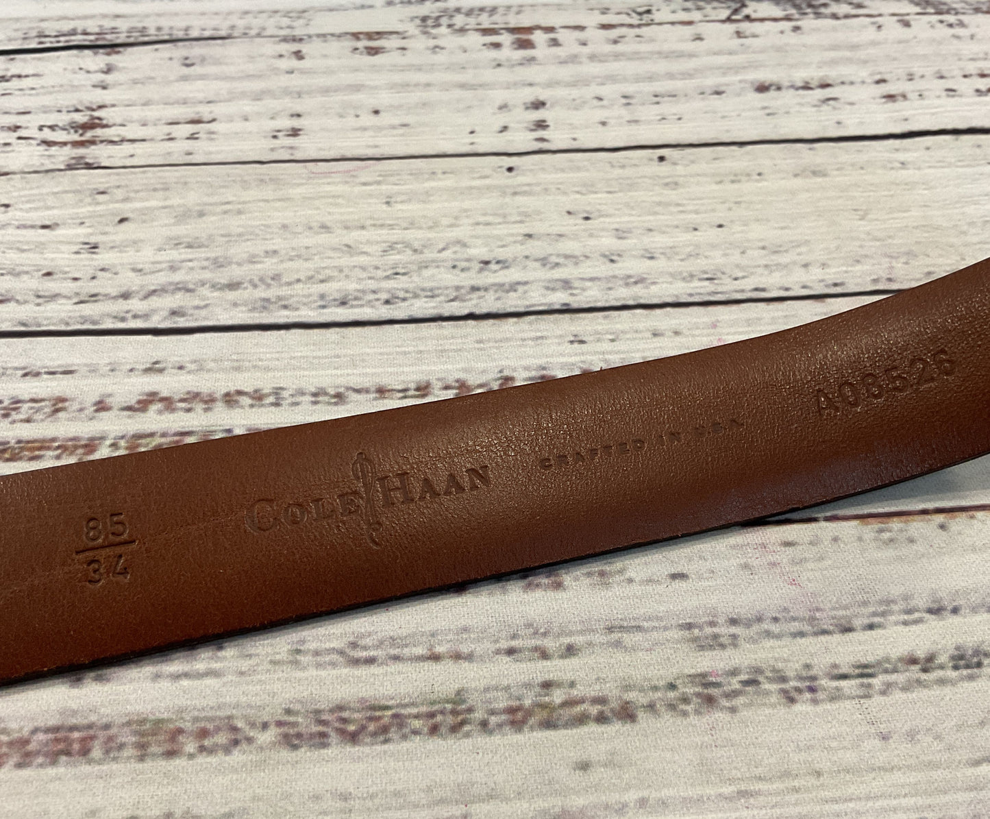 Cole Haan Men's Textured Brown Leather Belt Size 36 Made in The U.S.A.