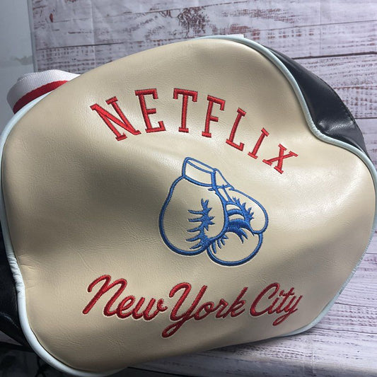 Netflix MVP New York City Black Leather Gym Duffel Bag Rare Employee Exclusive