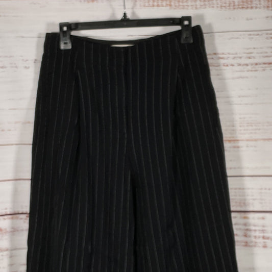 JASON WU Women's Black Pleated Wide Leg Pinstripe Pants- SZ 6