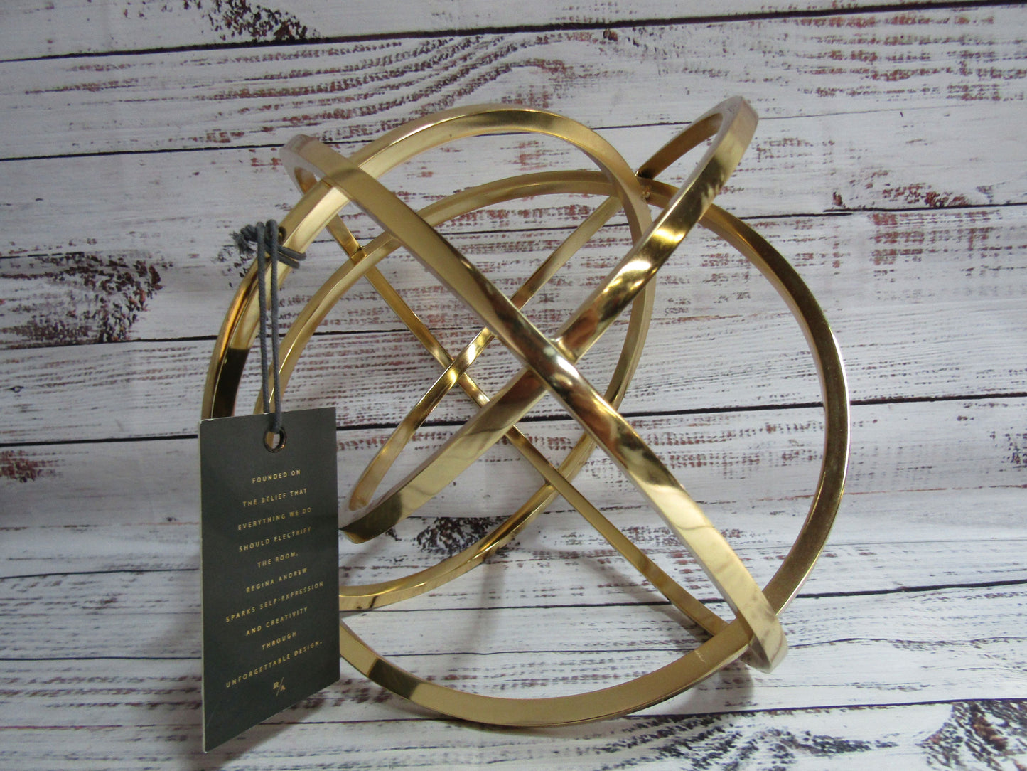 Regina Andrews Ellipse Modernist Brass Sphere Tabletop Decor