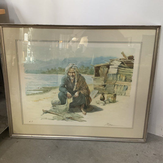 Garri Katz Contemplation Print Middle eastern man Sitting Signed AP Artist Proof