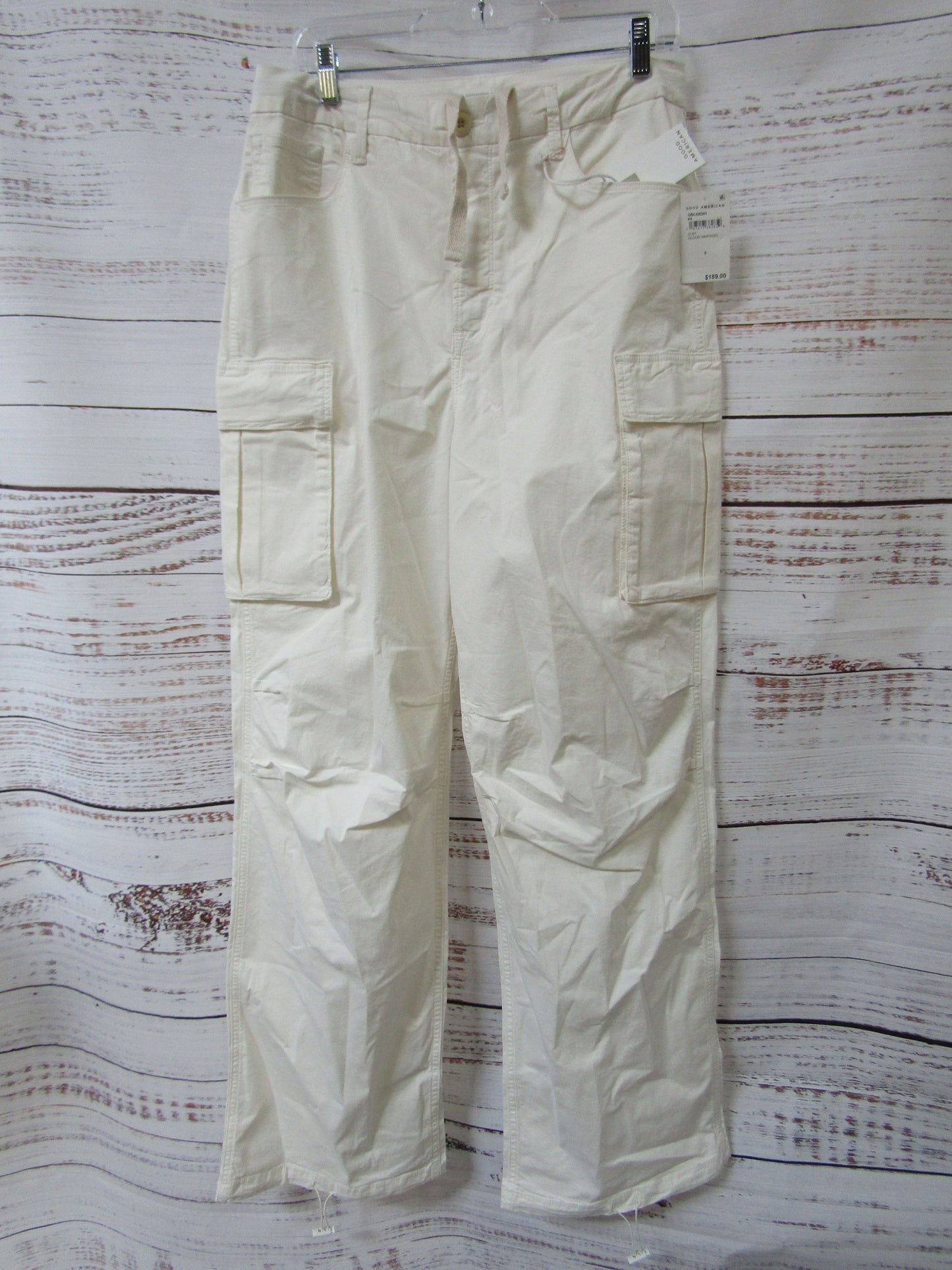 Good American Women's White Straight Leg Cargo Pants Size 8