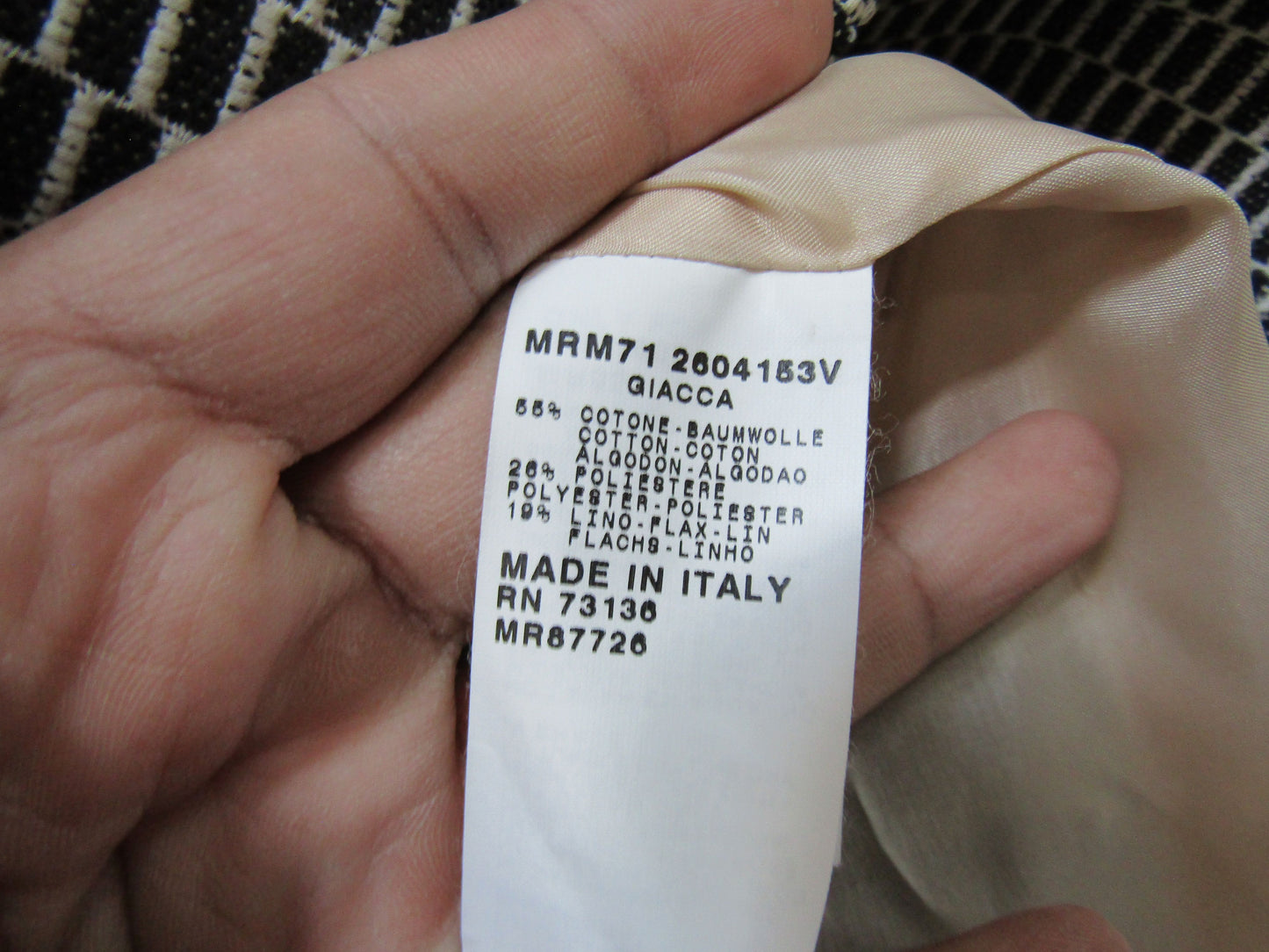 Marina Rinaldi Women's Black & White Cotton Blend Blazer Jacket Made in Italy