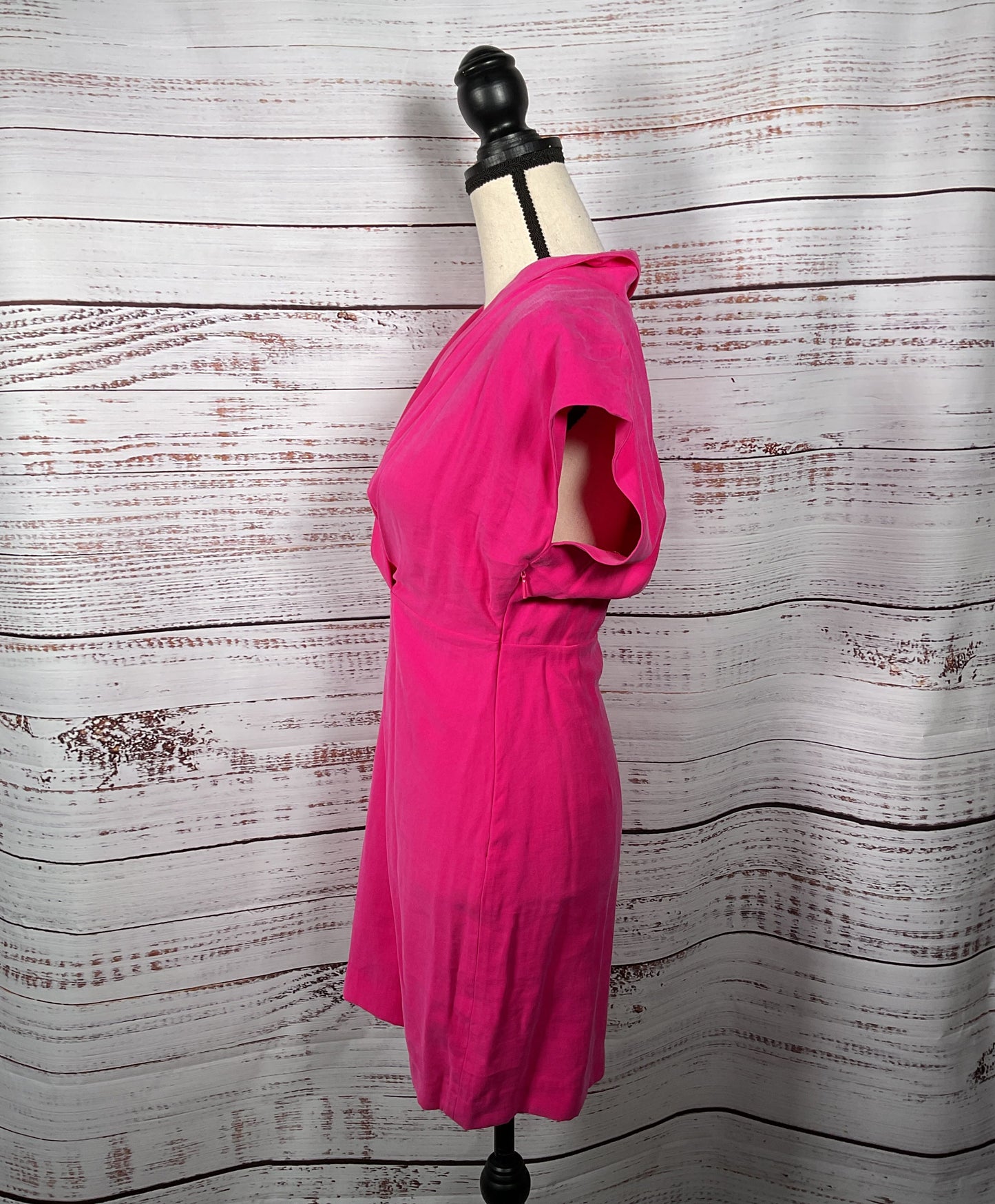 MNG By Mango Hot Pink Plunge Neckline Side Zip T-Shirt Dress - Size XS NWT