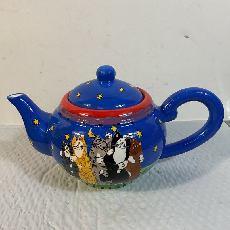 CATZILLA by CANDICE REITER Hand Painted Cats Teapot- 7.25"