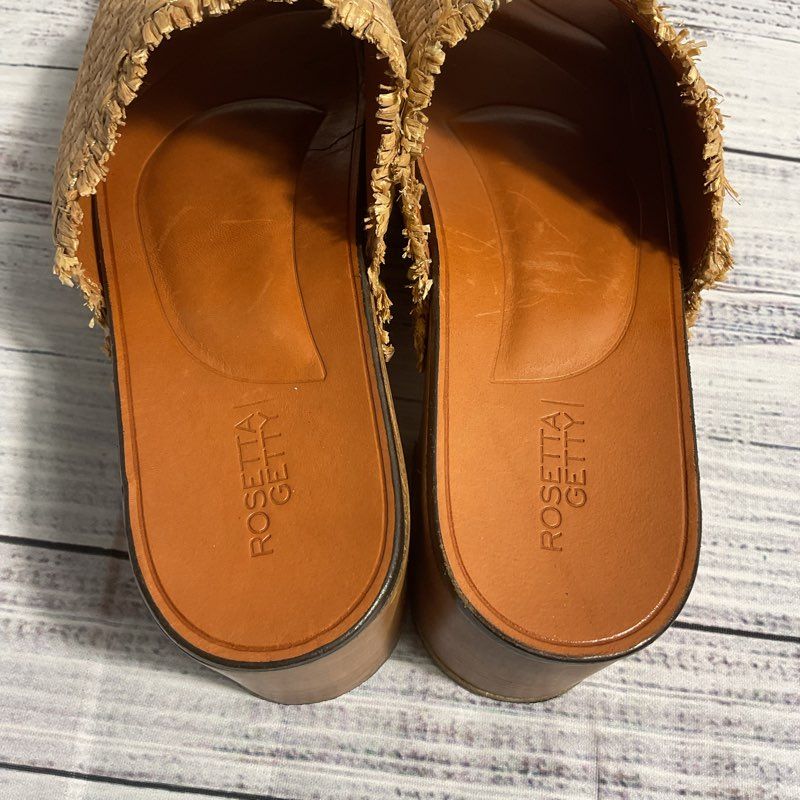 Rosetta Getty Brown Basketweave Clog Sandal Women's Size 6