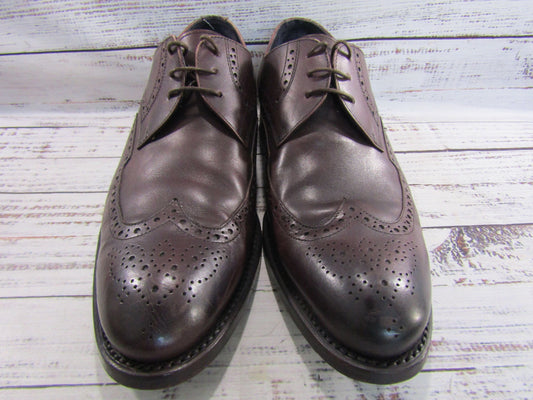Isaia Napoli Men's Brown Leather Wingtip Oxfords Size 8 Made in Italy