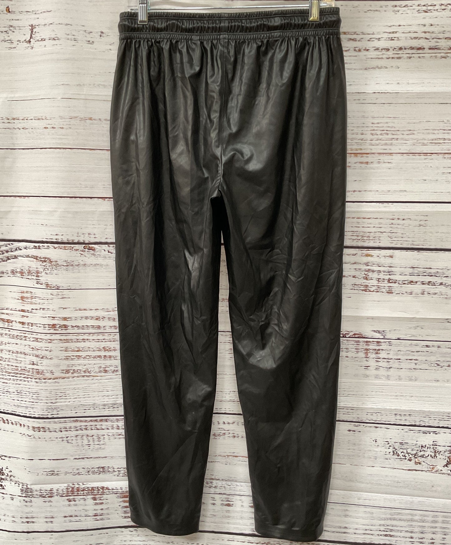 Theory Women's Black Paper Faux Leather Slit Leg Pull On Pants Size 2