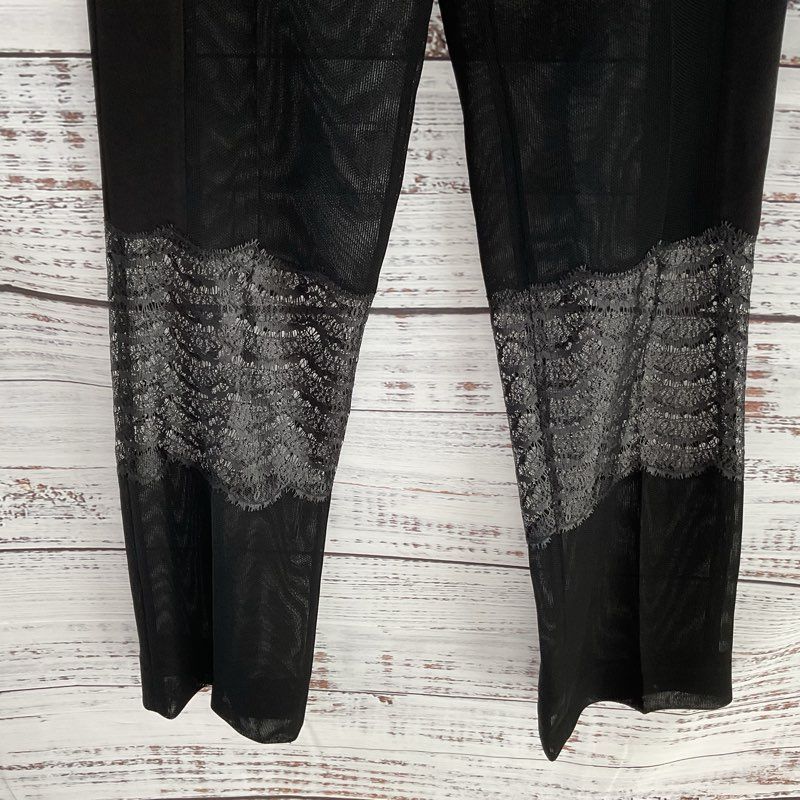 Sandro Paris Black Shear Mesh Lace Knee Pants - Size 34