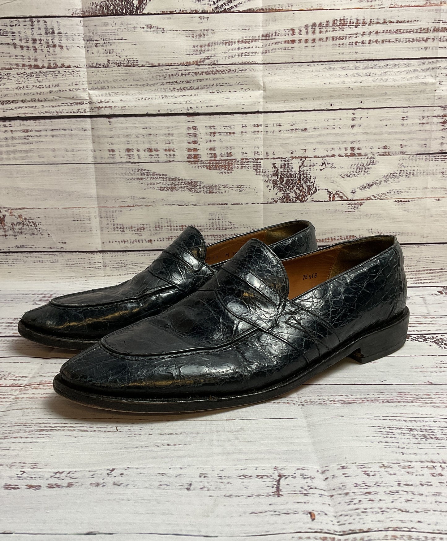 Mezlan Platinum Trepuzzi Black Leather Slip-On Loafer- Men's size 11