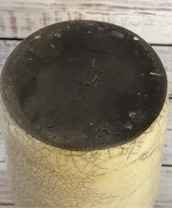 Hand Made Vintage Crackle Ceramic Vase Beige