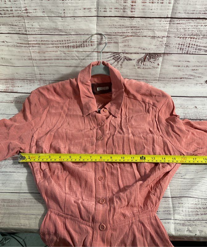 Reformation Women's Dusty Pink Asymmetrical Midi Pocket Dress Size S