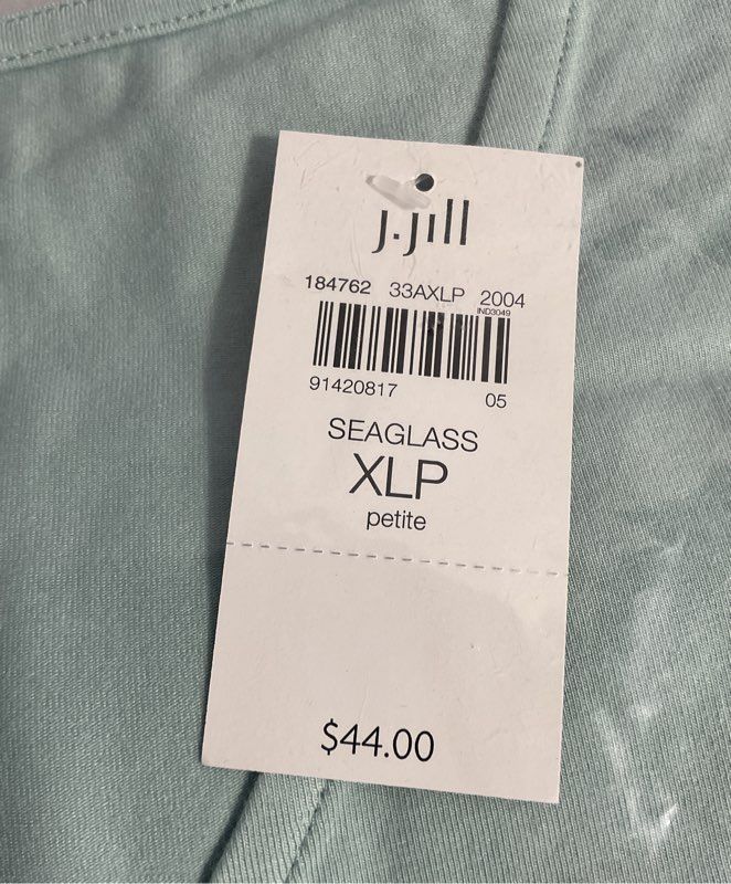 NWT Women's J Jill Luxe Supima V-Neck Easy Tee Seaglass Size XLP