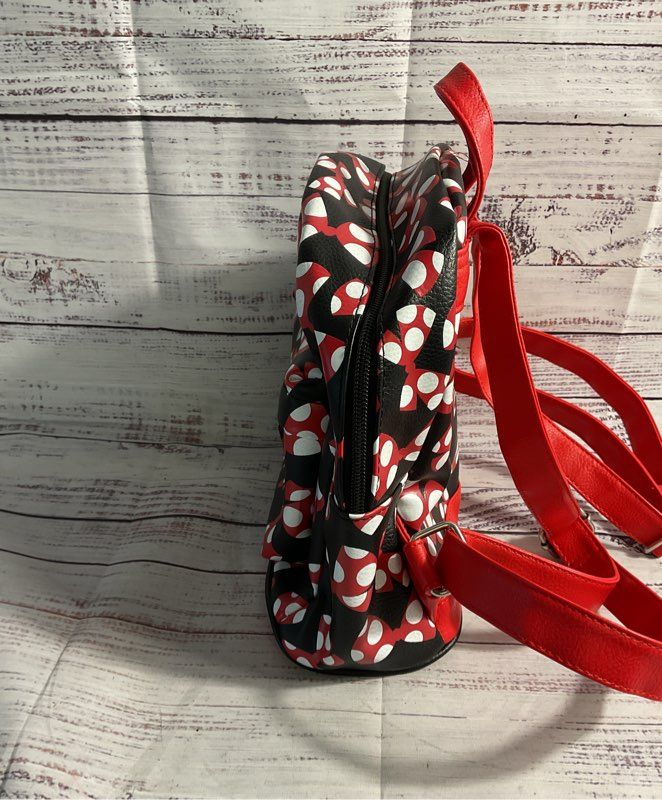 Walt Disney World Parks Minnie Mouse Bows Black & Red Mini Backpack
