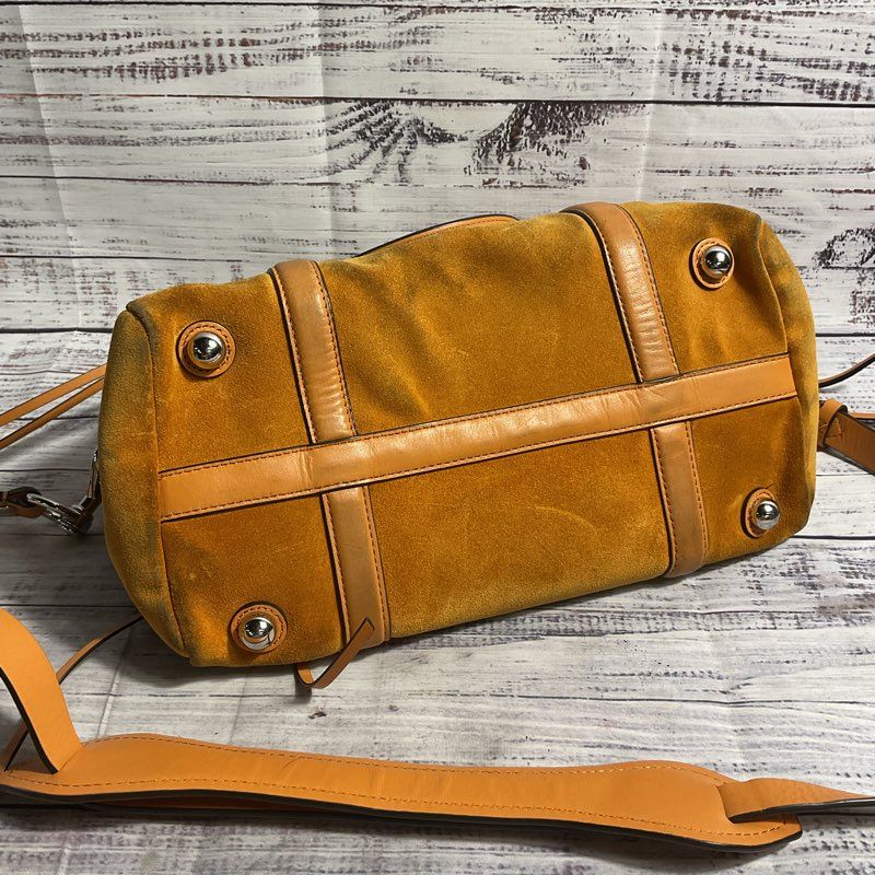 Rebecca Minkoff Caramel Brown Suede Leather Trim Shoulder Strap Handbag Purse