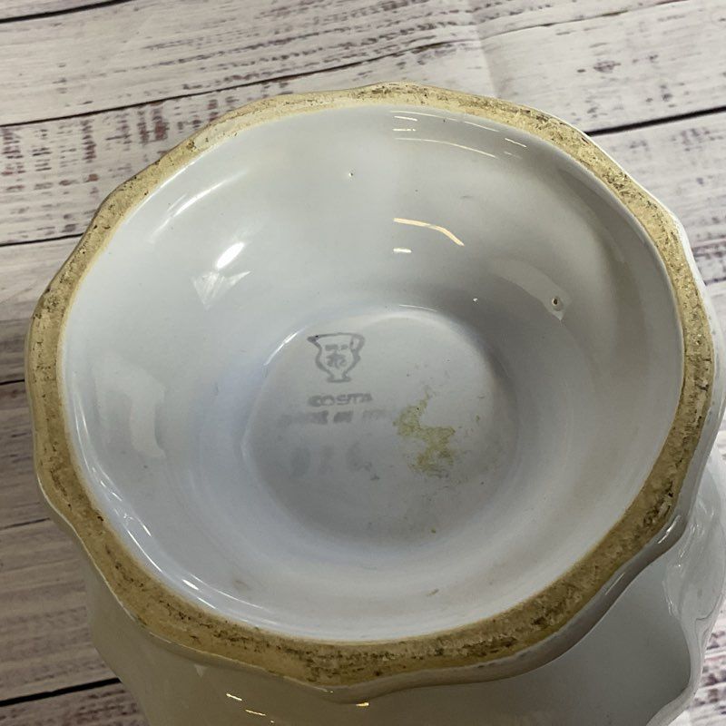 VTG. COSTA Italy Hint of Blue White Porcelain Vase- 7.5"
