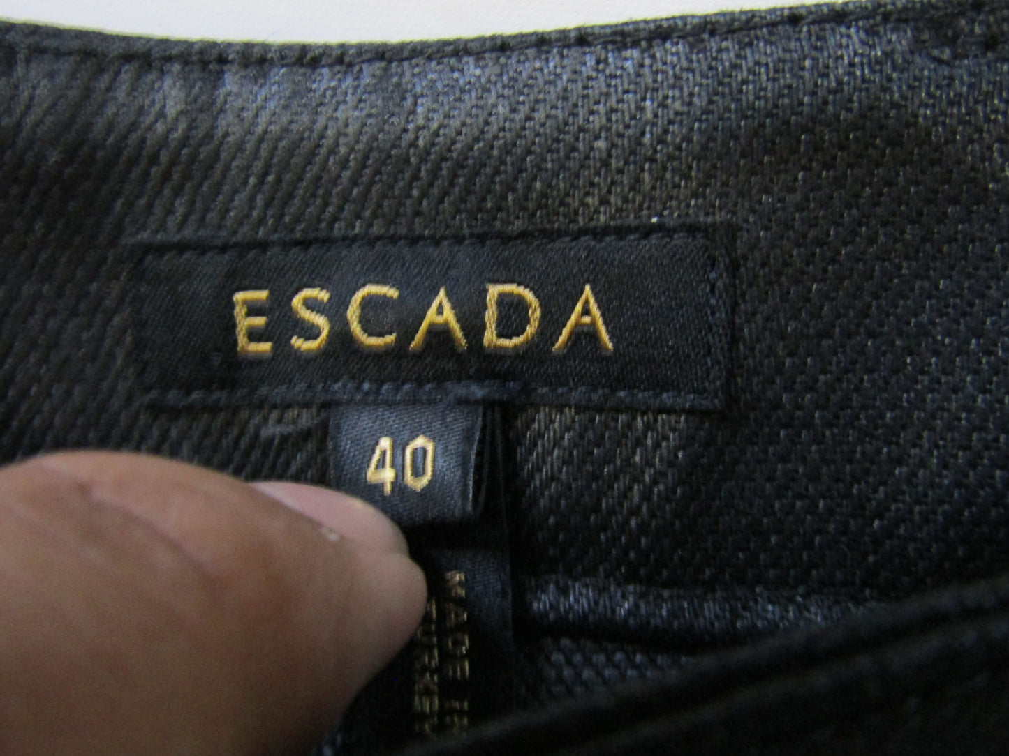 Escada Women's Black Coated Cotton Blend Jeans Size 40