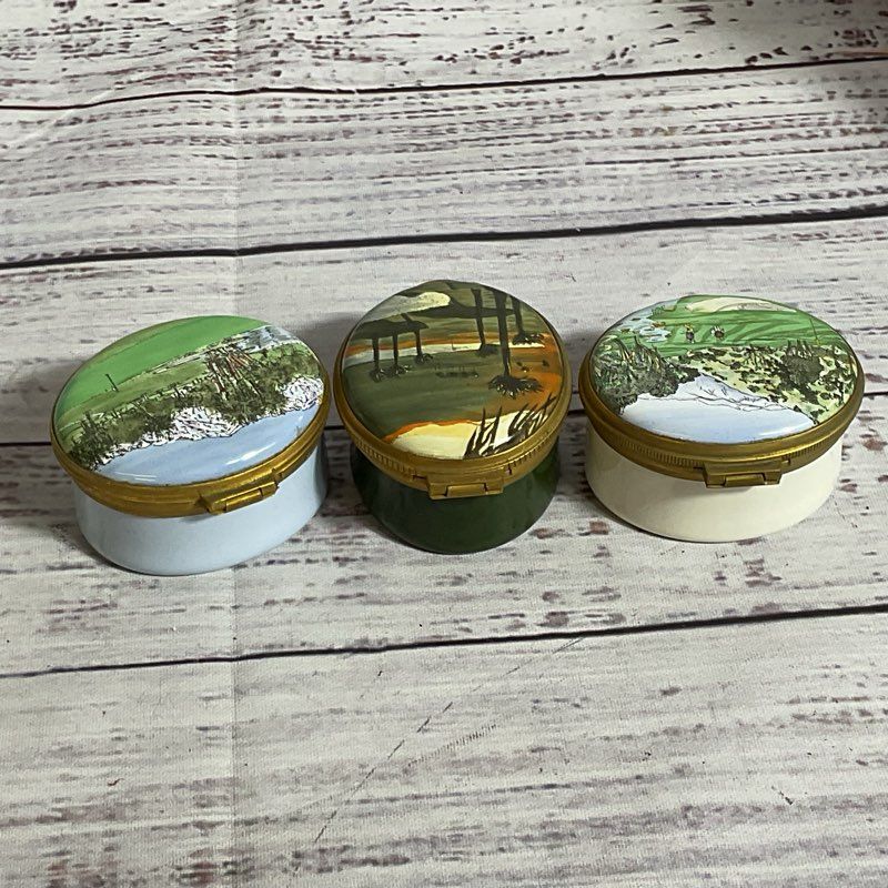 Set of 3 VTG. CRUMMLES & CO. 1992,93,94 Chrysler Bob Hope Classic Trinket Boxes