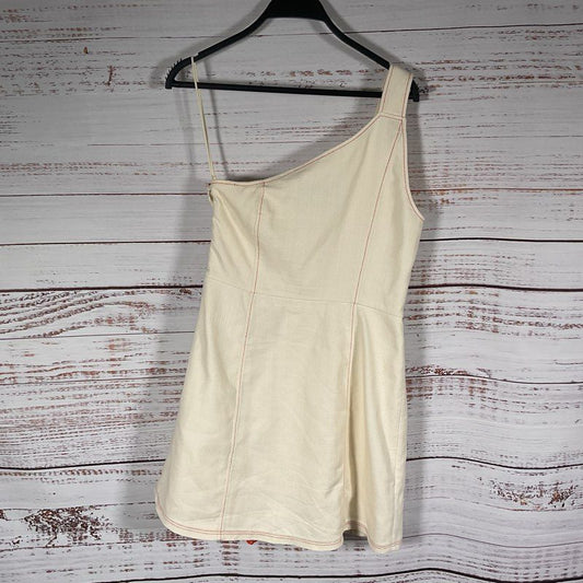 Alexis Alonsa Ecru/Orange Asymmetrical One Shoulder Mini Casual Dress - Size M