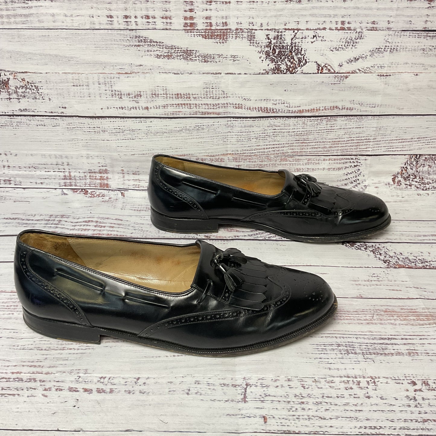 Mezlan Black Leather Tassle Loafer Casual Shoe Men Size 11 As-is